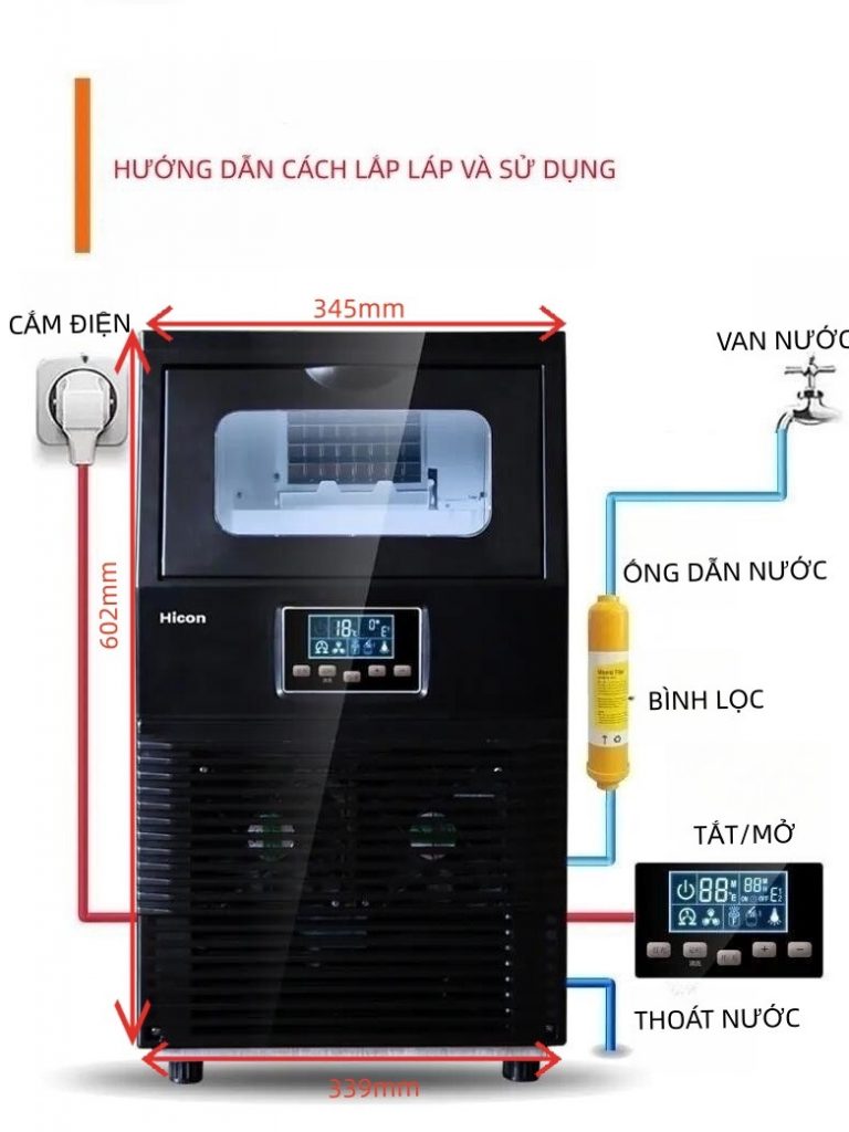 Hướng dẫn lắp đặt  máy làm đá viên Hicon