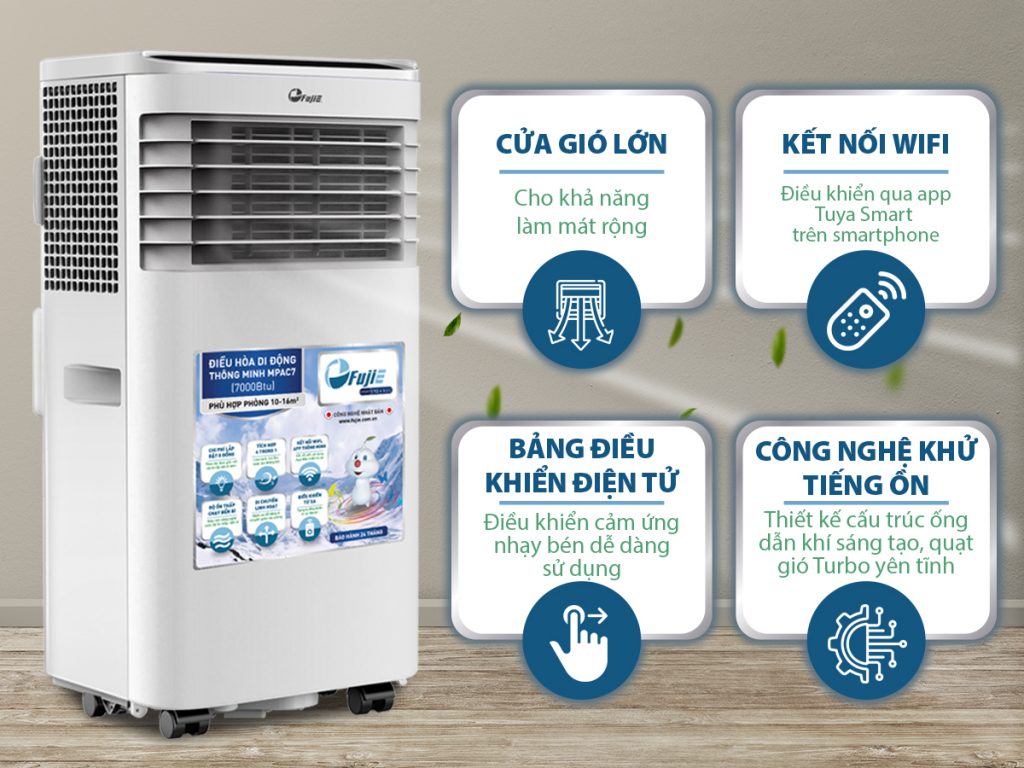      Hệ thống điều khiển thông minh của điều hoà đi động Fujie MAPC7