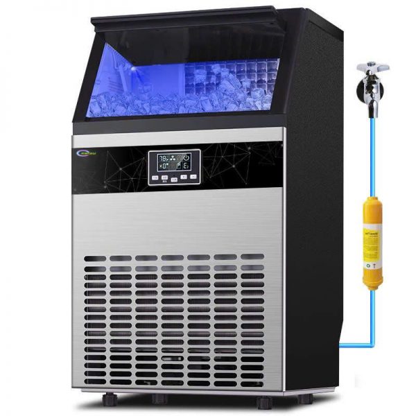 Máy làm đá HZB-100FA kết nối nước máy có cục lọc kèm theo